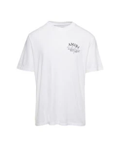 Amiri 'arts District' White Crewneck T-shirt With Contrasting Logo Print In Cotton Man