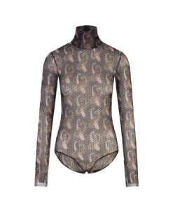 Etro High Neck Black Tulle Body Top With Pailsey Print
