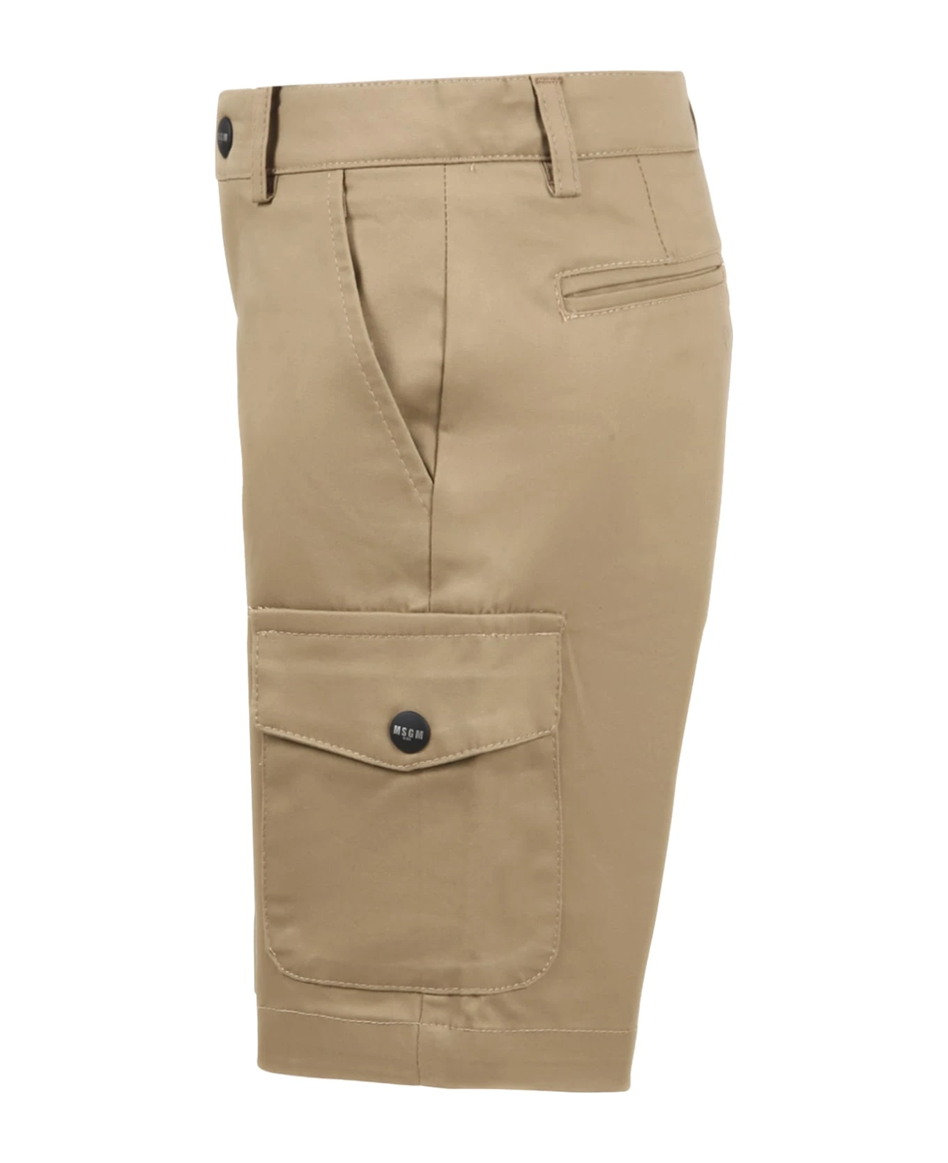 MSGM Bige Bermuda-shorts For Boy With Logo 2 MSGM Bige Bermuda-shorts For Boy With Logo - Image 2