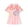 Kenzo Kids Pink Crewneck Dress With All-over Graphic Print In Cotton Girl