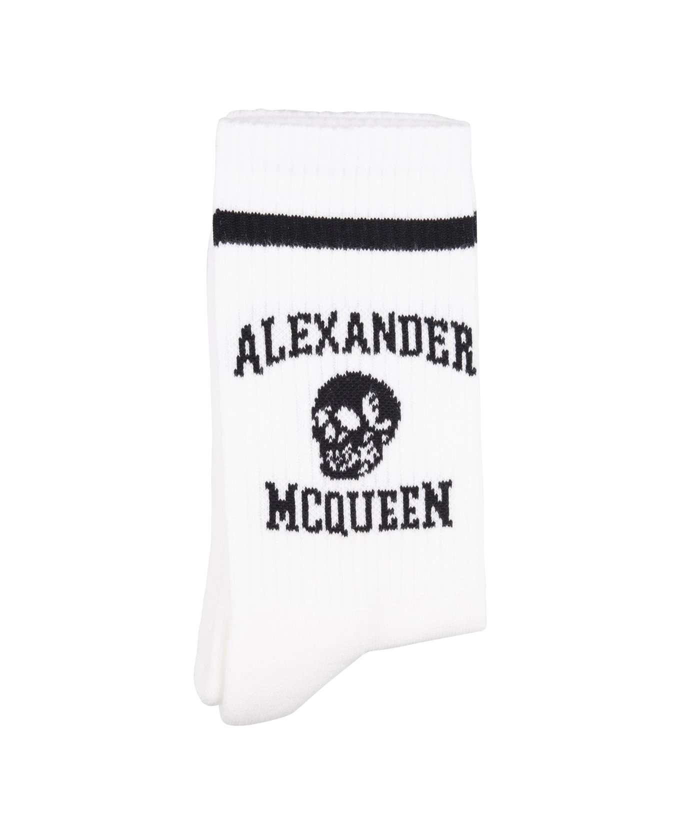 Alexander McQueen Logo Skull Socks In White 1 Alexander McQueen Logo Skull Socks In White