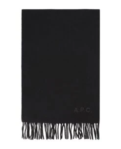 A.P.C. Ambroise Brodé Wool Scarf With Fringes