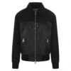 Alexander McQueen Black Leather And Fabric Bomber Jacket
