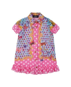 Versace Silk Dress With Butterflies Kids