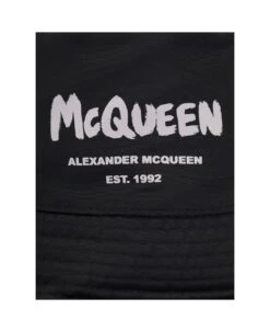 Alexander McQueen Black Bucket Hat With Tonal Graffiti Logo In Polyester -Italist Store e698647256b61e72c70e1ae8534f0b0e