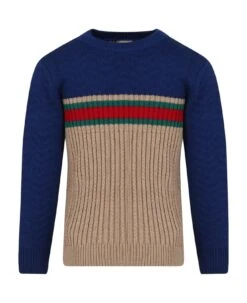 Gucci Beige Sweater For Boy With Web Detail