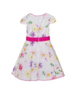 Monnalisa White Short Sleeves Dress With All-over Floreal Print In Cotton Girl -Italist Store ed66b5e58f3e42f2c8133b5c890e8545