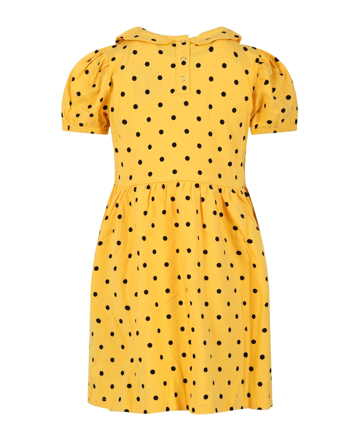 Mini Rodini Yellow Dress For Girl With Black Polka Dots 2 Mini Rodini Yellow Dress For Girl With Black Polka Dots - Image 2