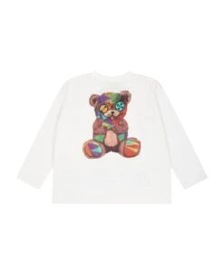 BARROW White T-shirt For Baby Kids With Logo And Teddy Bear