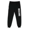 MOSCHINO Black Track Pants And Contrasting Maxi Logo In Stretch Cotton Boy