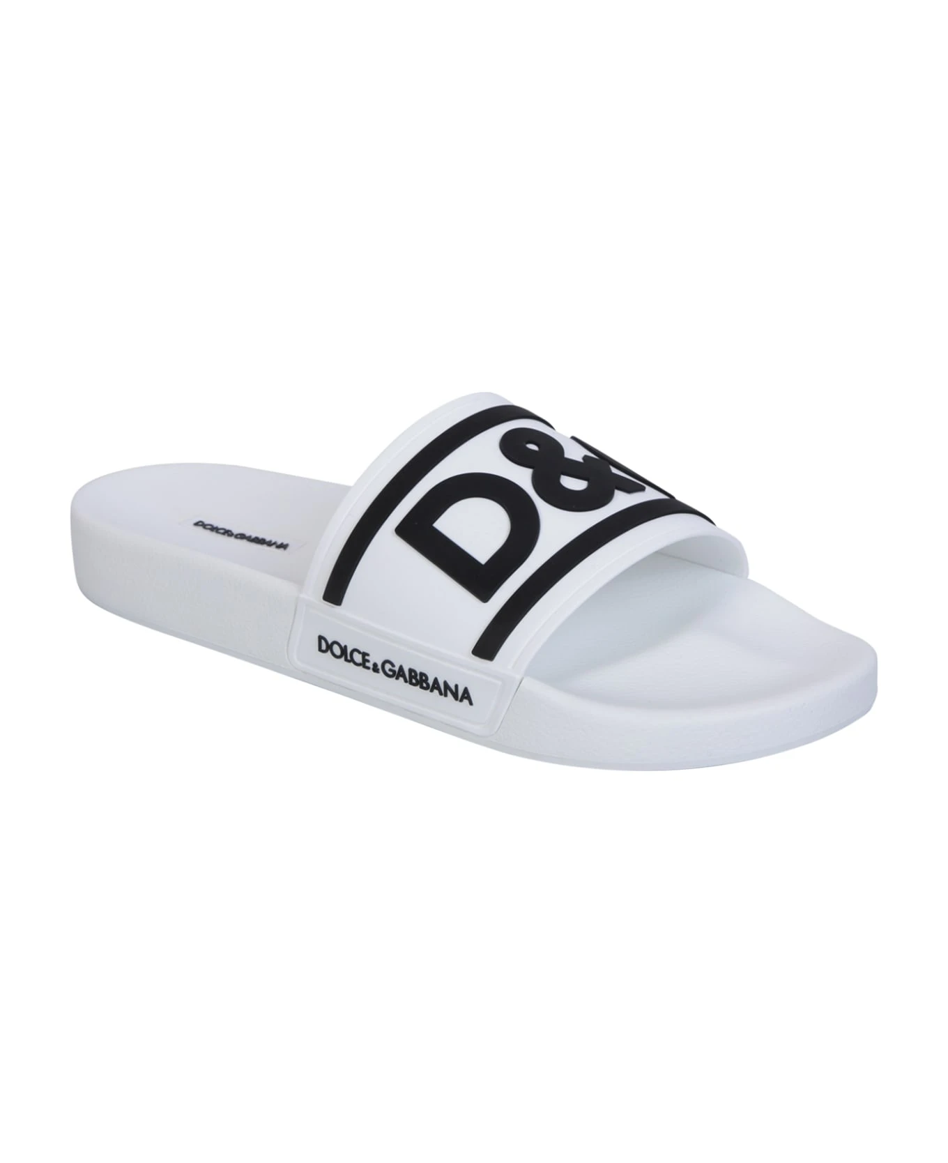 Dolce & Gabbana Front Logo White Pool Slides 2 Dolce & Gabbana Front Logo White Pool Slides - Image 2