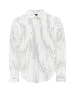 Amiri Striped Long-sleeved Concealed Button Shirt