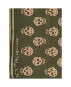 Alexander McQueen Beige And Green Scarf With Skull And Logo Print In Modal Man -Italist Store f4f9fc044a9a1cece8ef8ba84fad32aa