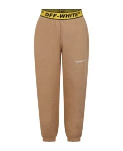 Off-White Brown Trousers For Boy With Logo