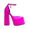 Versace 'aevitas' Fuchsia Pumps With Medusa Charm And Platform In Silk Blend Woman