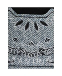 Amiri Black And Light Blue Card-holder With Bandana Embroidery And Logo Detail In Leather Man -Italist Store f6a5a562d2a7666d583a6a0eac366ef3
