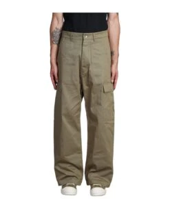 Cargo Trousers Pants In Green Cotton