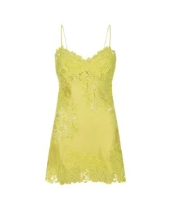ERMANNO SCERVINO Yellow Silk Mini Dress With Lace