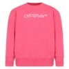 Off-White Fuchsia Sweatshirt For Girl With Logo