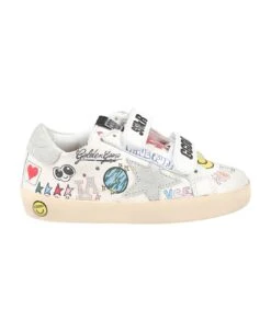 Golden Goose White Sneakers For Kids With Star