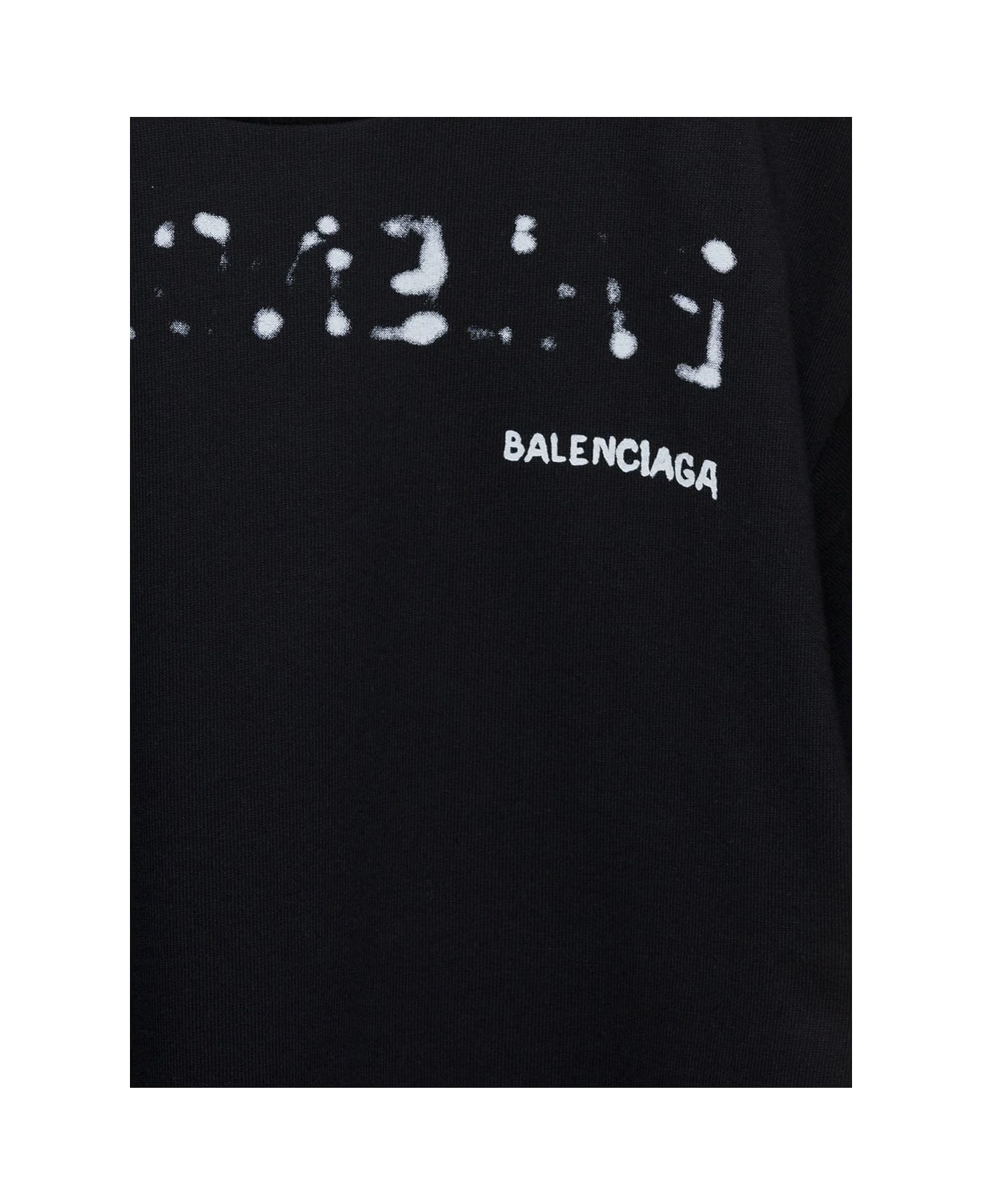 Balenciaga Black Crewneck T-shirt With Front And Rear Logo Print In Cotton Boy 3 Balenciaga Black Crewneck T-shirt With Front And Rear Logo Print In Cotton Boy - Image 3