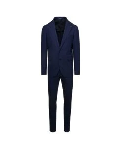 Blue Single-breasted Suit In Wool Blend Man