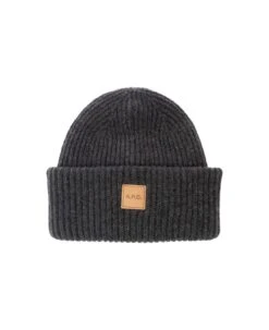 A.P.C. 'michelle' Grey Beanie With Logo Patch In Wool And Cashmere Woman