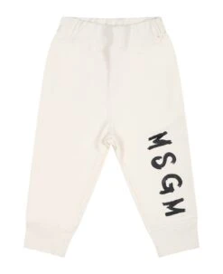 MSGM Ivory Trousers For Baby Kids With Logo