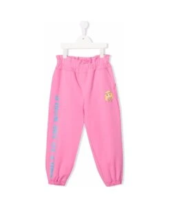 Chiara Ferragni Pink Cotton Jogger With Mascotte Print